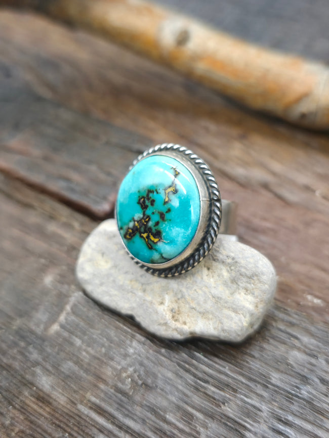 Sterling Silver Blue Turquoise Ring - Adjustable