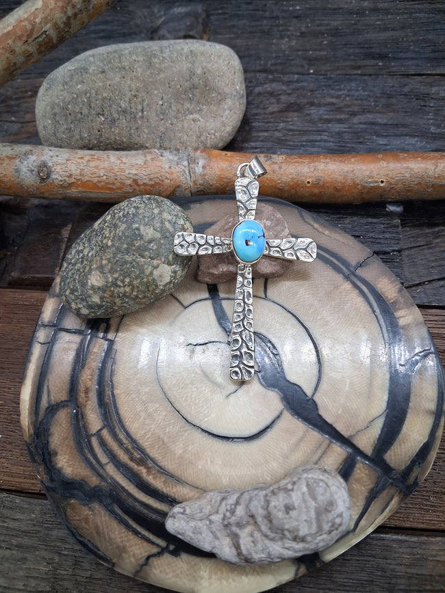 Cross Sterling Silver Golden Hill Turquoise Pendant