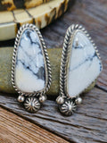 Sterling Silver White Buffalo Necklace and Earring Set by Mary Ellen - 28 in