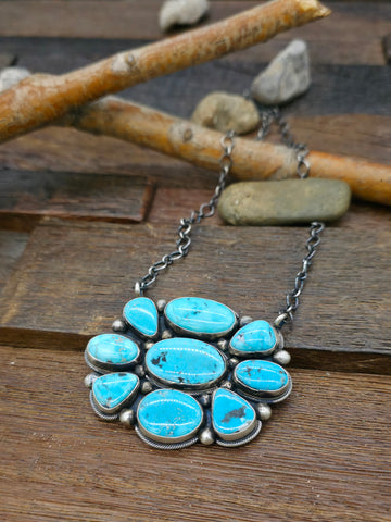 Heavyweight Sterling Silver Turquoise Cuff Bracelet by Lyanne Goodluck - 6 1/2 in.