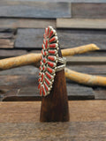 Sterling Silver Coral Cluster Ring - Size 9 1/2