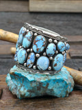 Wide Sterling Silver Golden Hill Turquoise Cuff by LaRose Ganadanegro - 6 1/2 in. with Gap