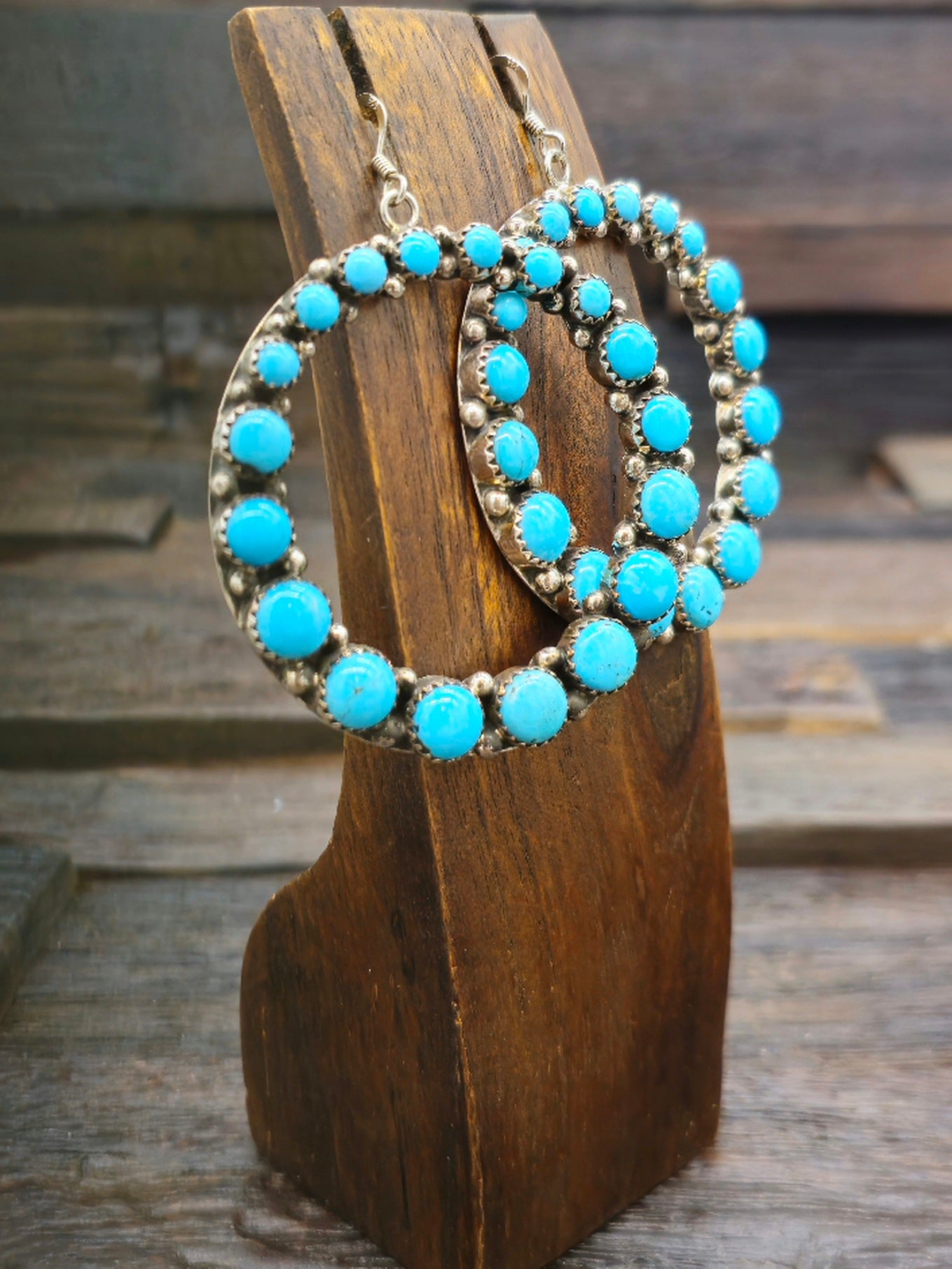 Turquoise Circle Earrings by Julia Etsitty