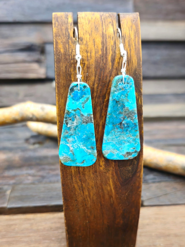 Blue Turquoise Slab Earrings by Robert Coriz