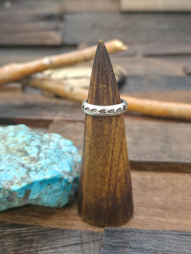 Stamped Sterling Silver Hearts Ring by Sunshine Reeves - Size 8