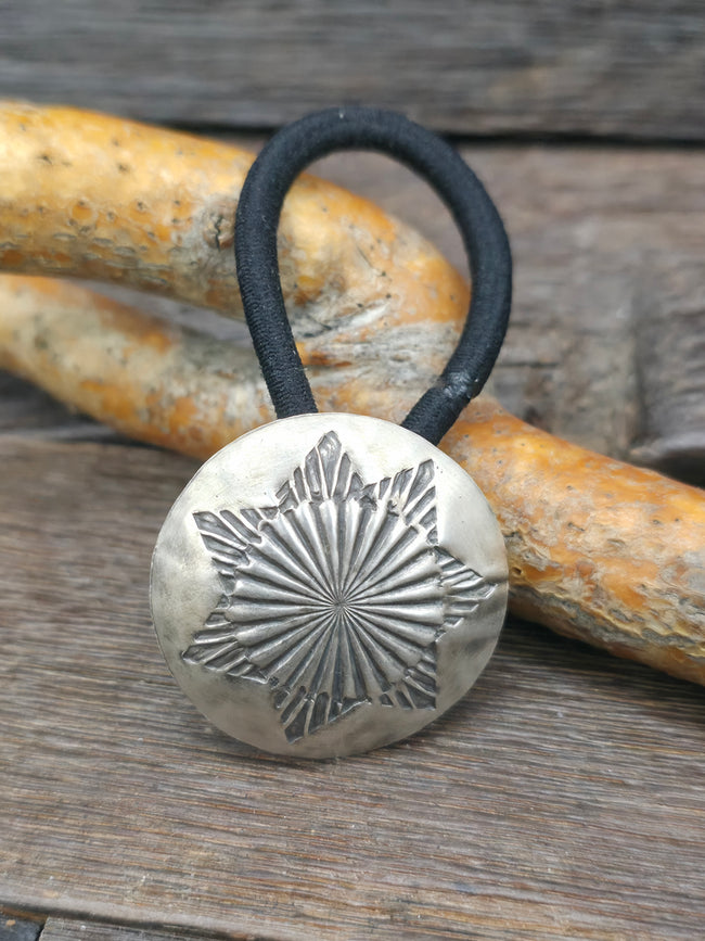 Stamped Sterling Silver Hair Tie by Sally Shirley - 1 1/4 in. Diameter