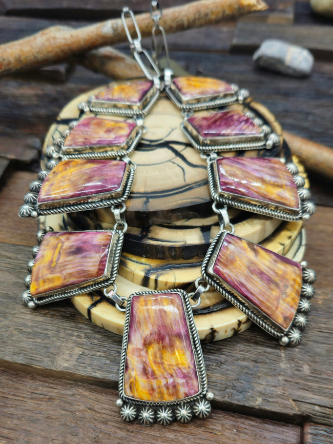 Purple Spiny Oyster Sterling Silver Necklace by Mary Ellen -  26 in.
