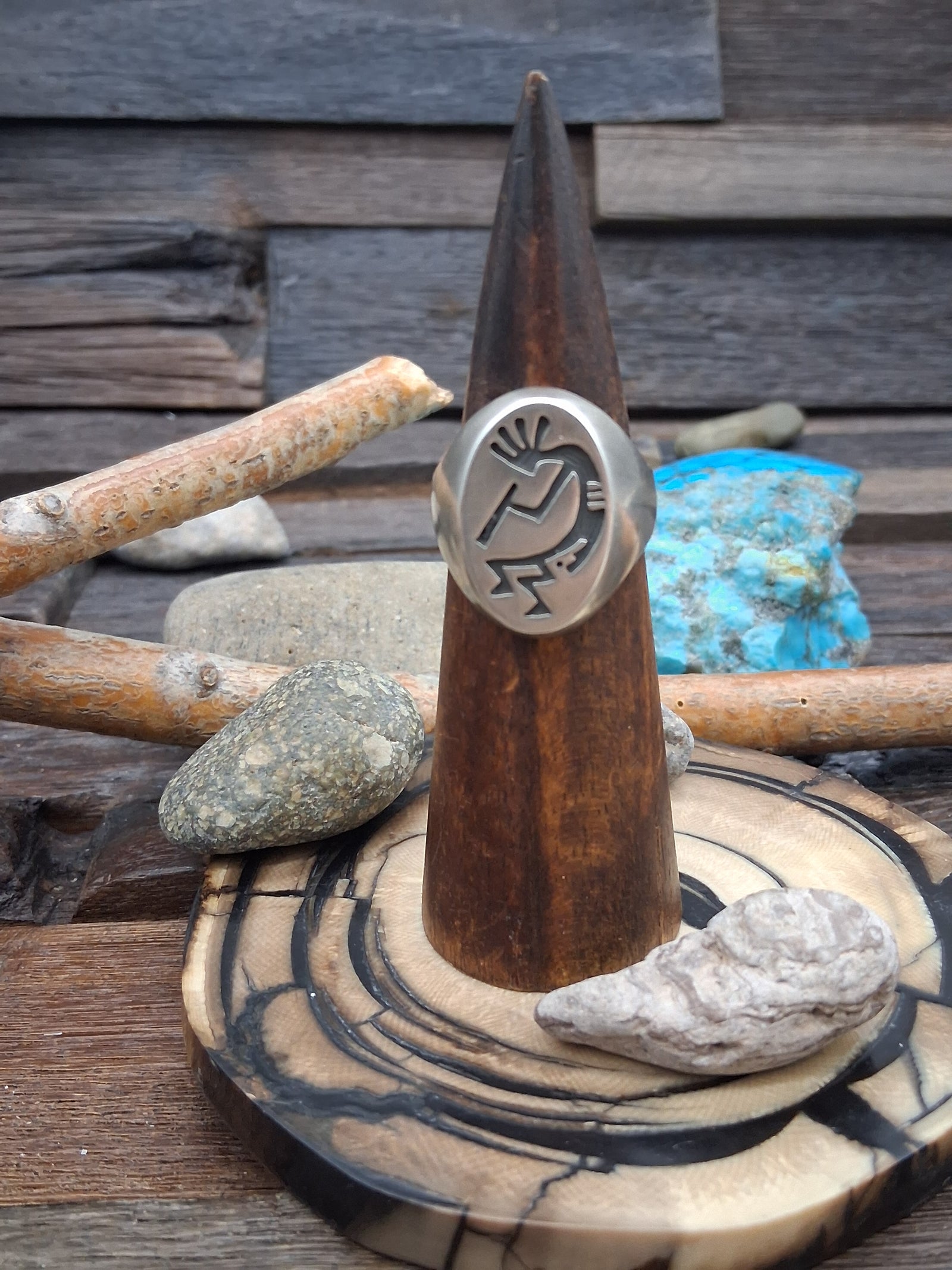 Sterling Silver Hopi Kokopelli Engrave Ring Size 12 by A.T.