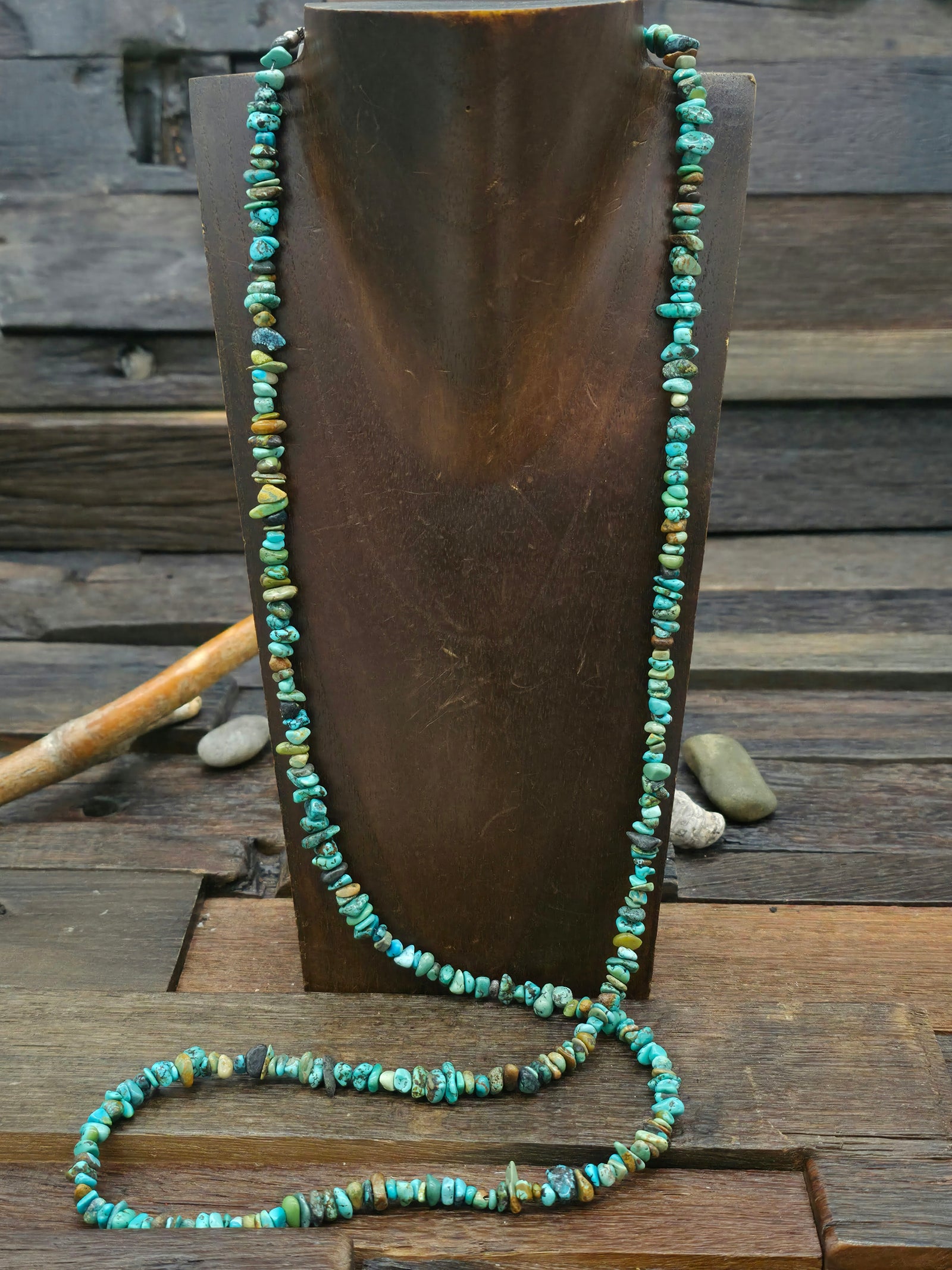 Kingman Turquoise Nugget Necklace with Sterling Silver - 36 in.