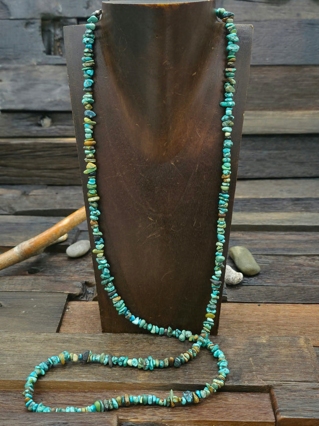Kingman Turquoise Nugget Necklace with Sterling Silver - 36 in.