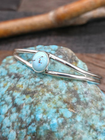 Blue Turquoise Nugget and Sterling Silver Bead Bracelet - 7 1/2 in.