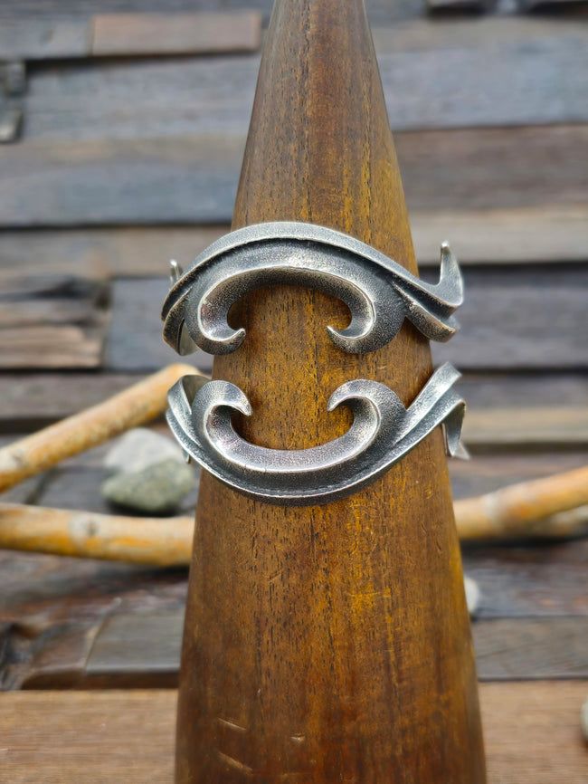 Cast Oxidized Sterling Silver Cuff - 6 1/4 in.