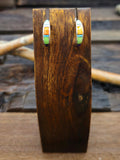 Multistone Inlay Sterling Silver Half Hoop Inlay Earrings