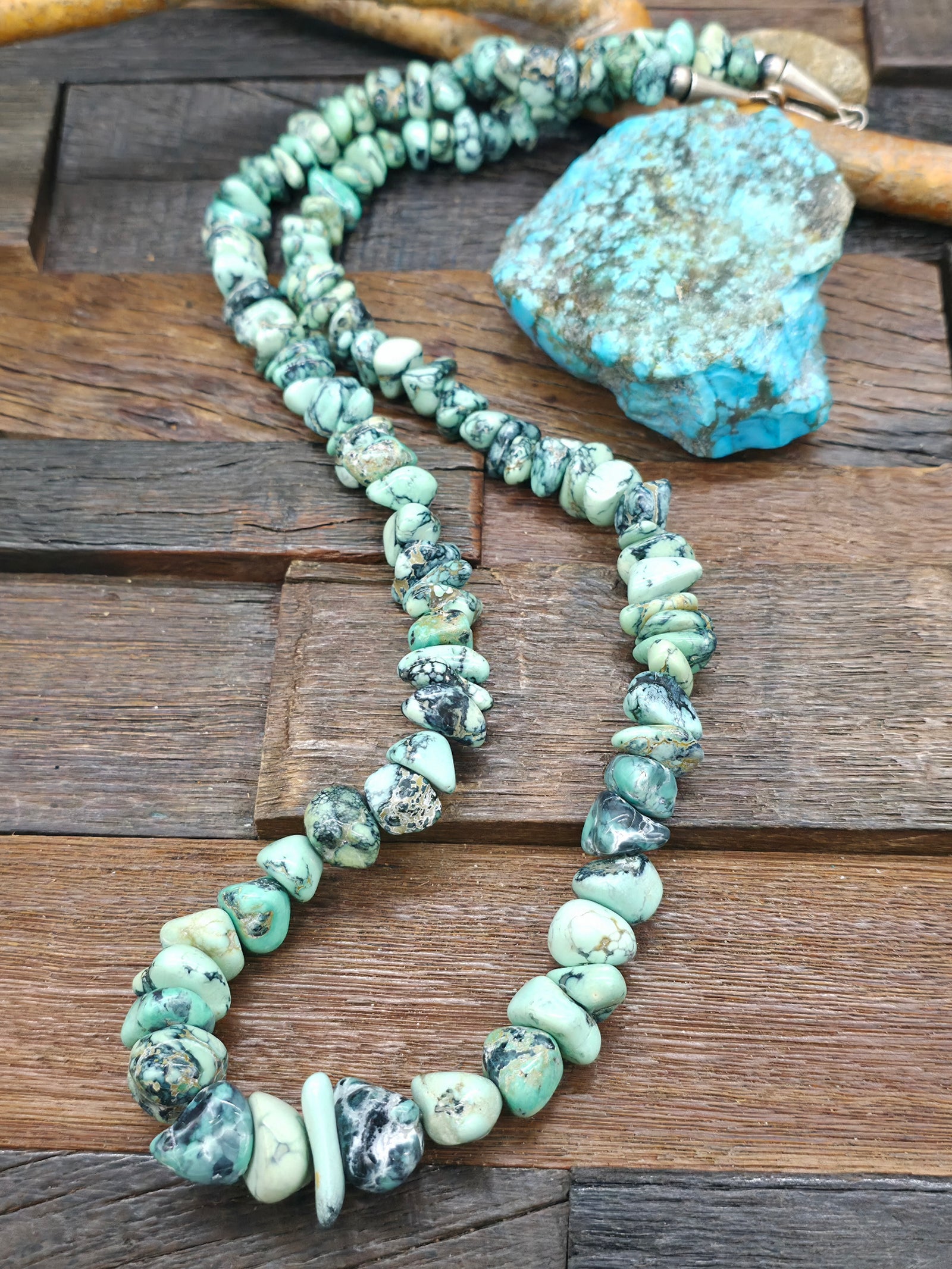 Damele Turquoise Nugget Necklace by Fred Archuleta - 34 in.