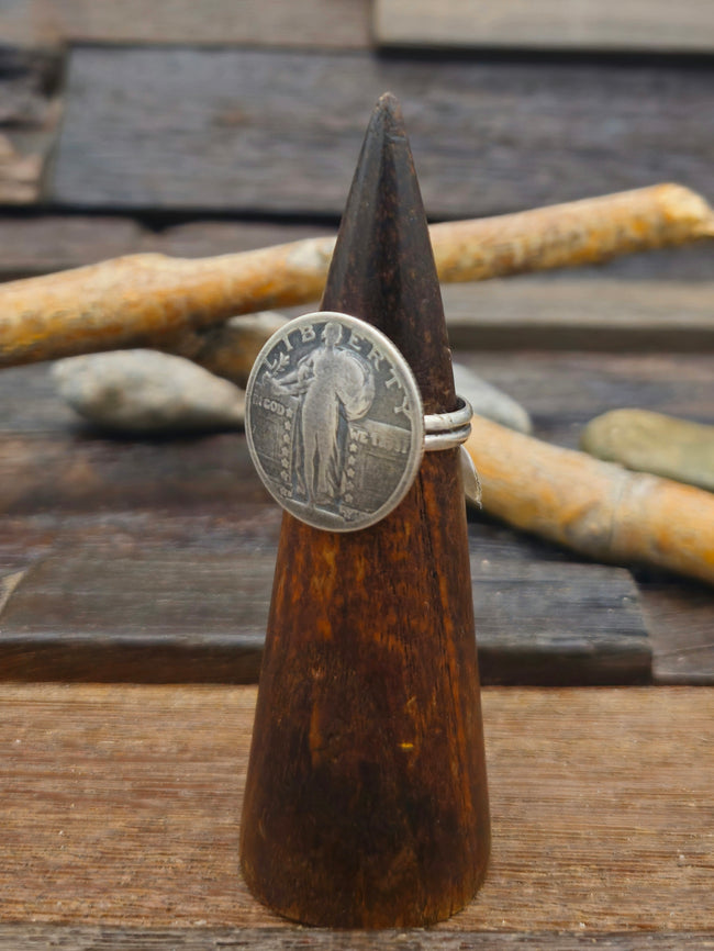 Liberty Quarter Ring with Sterling Silver Band - Size 9