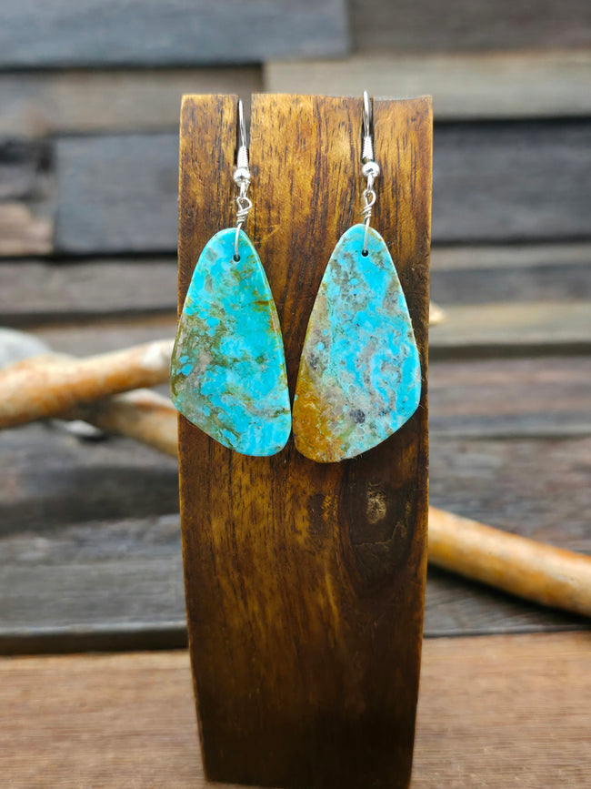 Turquoise Slab Earrings by Louise Pete