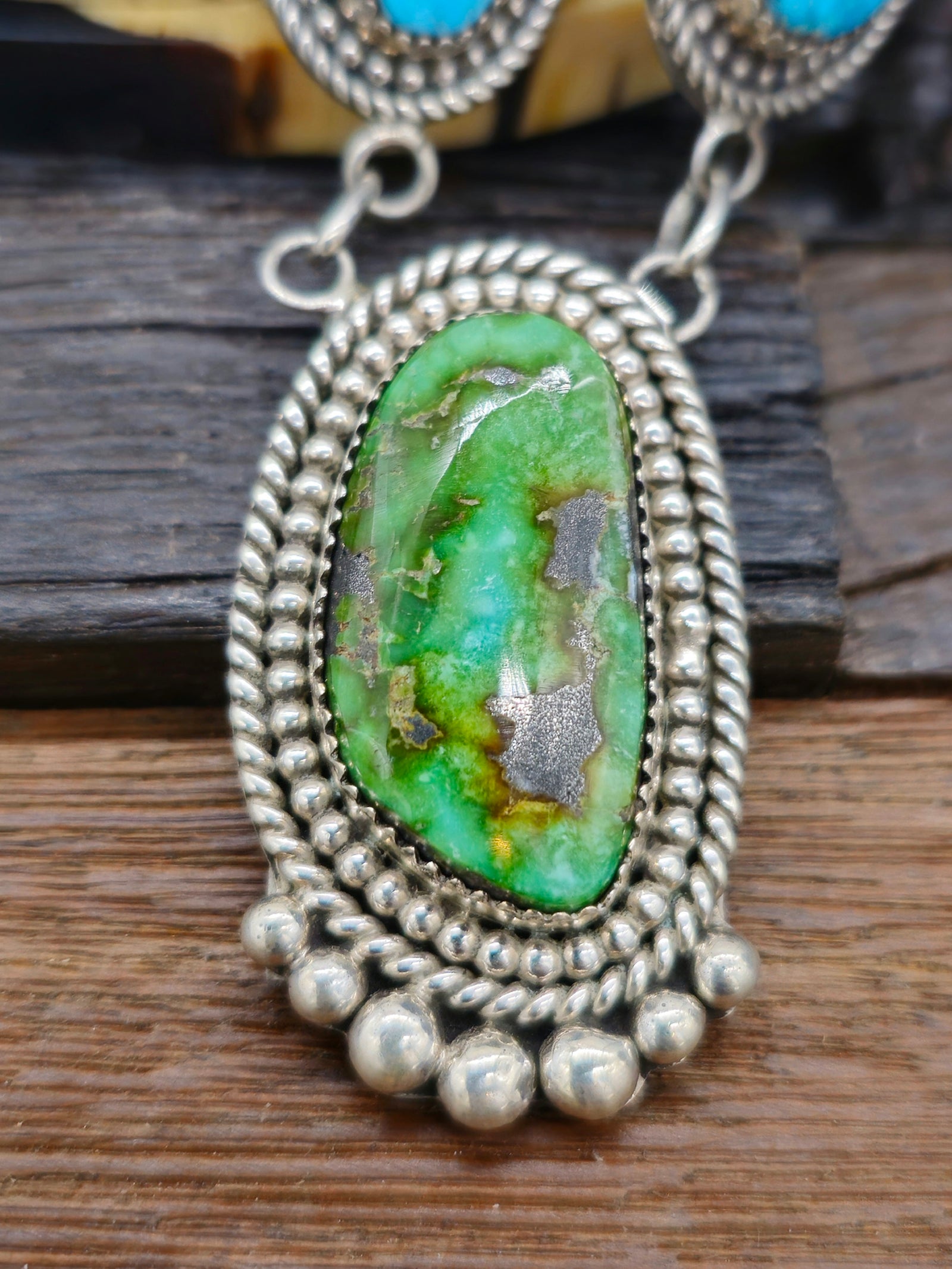 Blue and Green Turquoise Lariat Necklace and Earring Set by LaRose Ganadanegro