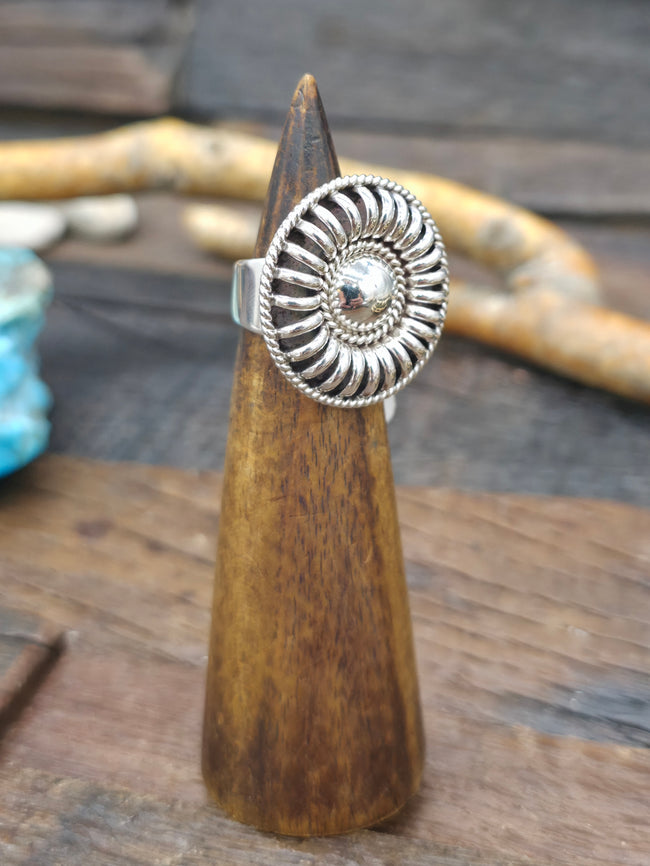 Sterling Silver Round Ring by Thomas Charley - Size 6 1/2