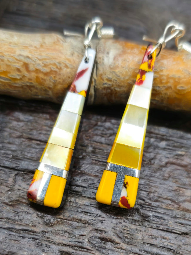 Yellow Mother-of-Pearl Mosaic Inlay Earrings by Simon Coriz