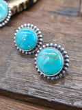 Sterling Silver Kingman Turquoise Lariat Necklace and Earring Set by Nila Johnson - 26 in. with 6 1/2 in. Drop