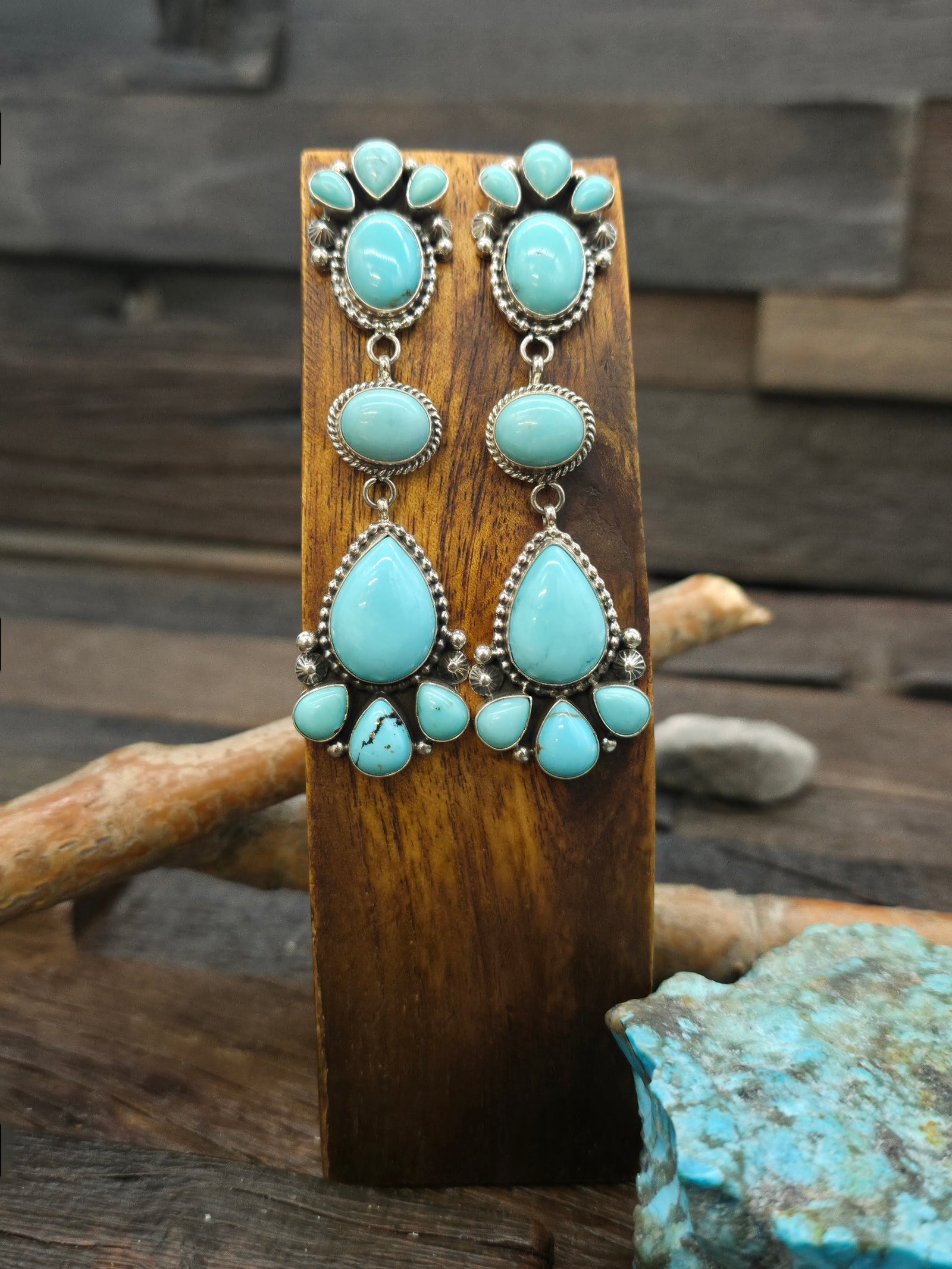 Sterling Silver Turquoise Chandelier Earrings