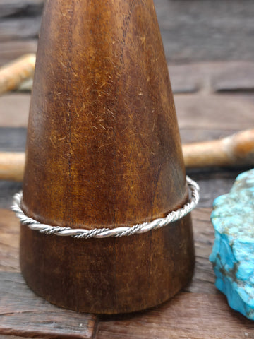 Blue Turquoise and Sterling Silver Bead Bracelet - 8 in.