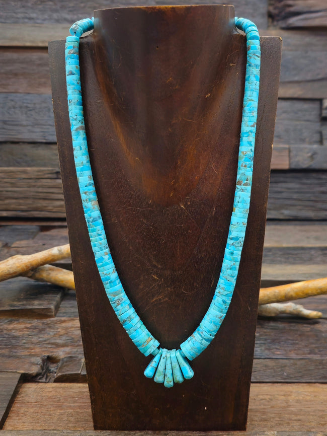 Blue Turquoise Necklace by Lupe Lovato - 20 in