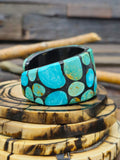 Wide Blue and Green Turquoise Mosaic Inlay Cuff by Daniel Coriz - 6 1/2 in.