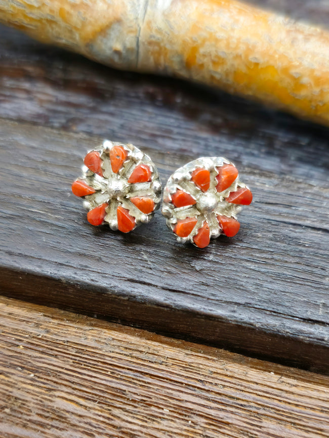 Sterling Silver and Coral Cluster Earrings by Tiffany Quaho