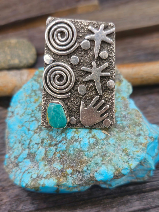 Alex Sanchez Sterling Silver & Turquoise Ring - Size 8