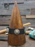 Mercury Dime Black Leather Snap Bracelet - 9 in.