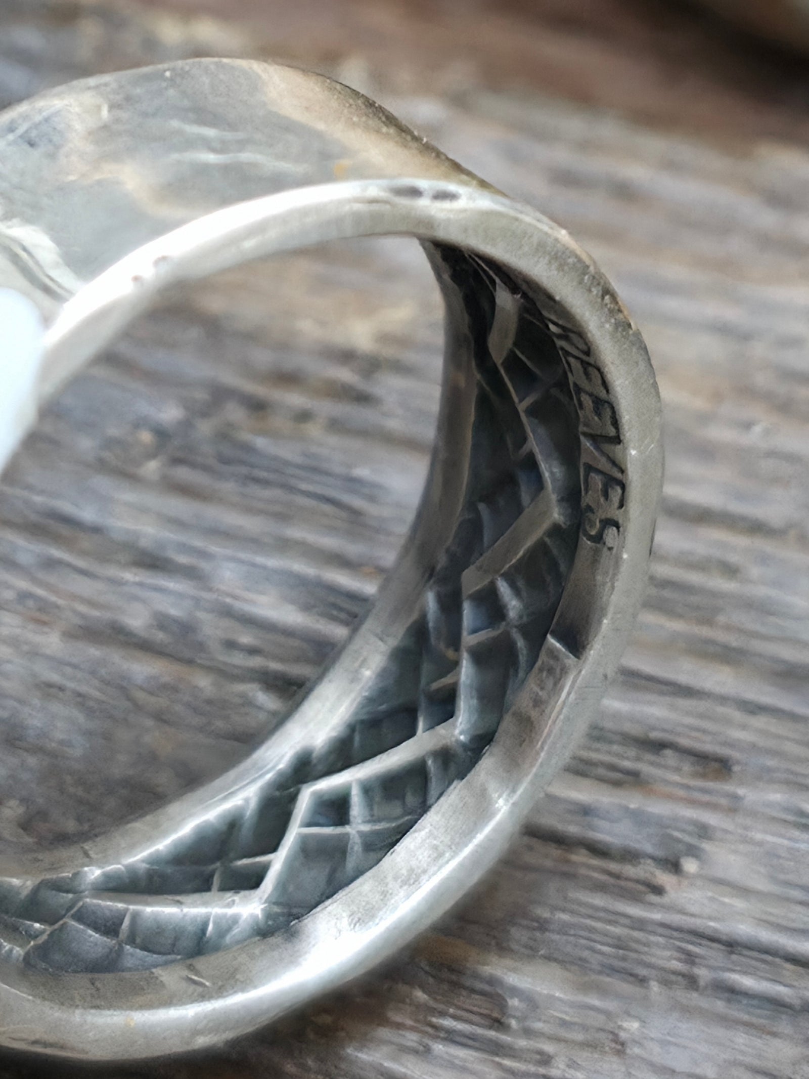 Sterling Silver Band Ring with Interior Stamp Work by Sunshine Reeves - Size 9 1/2 - Designs Vary