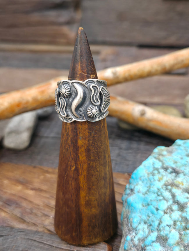 Stamped Sterling Silver Repousse Ring by Bo Reeves - Size 9