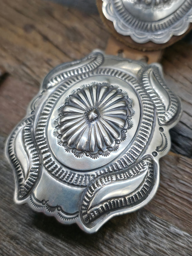 Sterling Silver Concho Belt by Geraldine Yazzie - 60 in.
