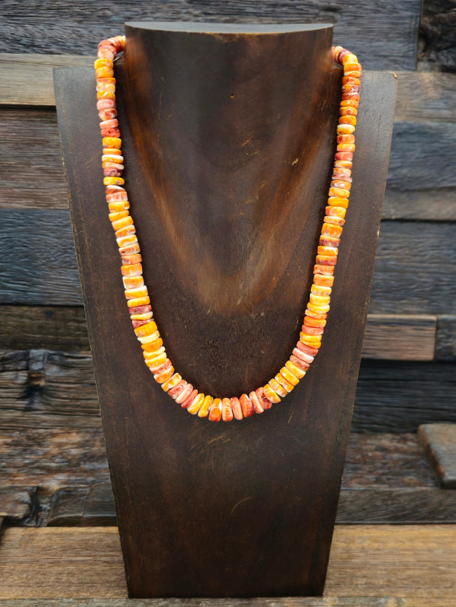 Orange Spiny Oyster Disc Necklace by Ramona Bird 17 in