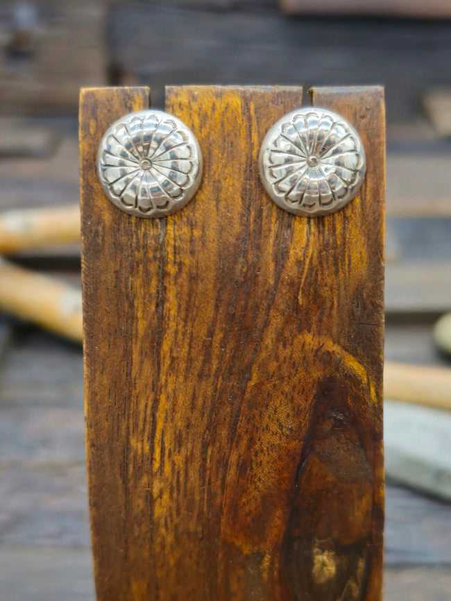 Dimpled Sterling Silver Mini Concha Post Earrings by Marie Yazzie