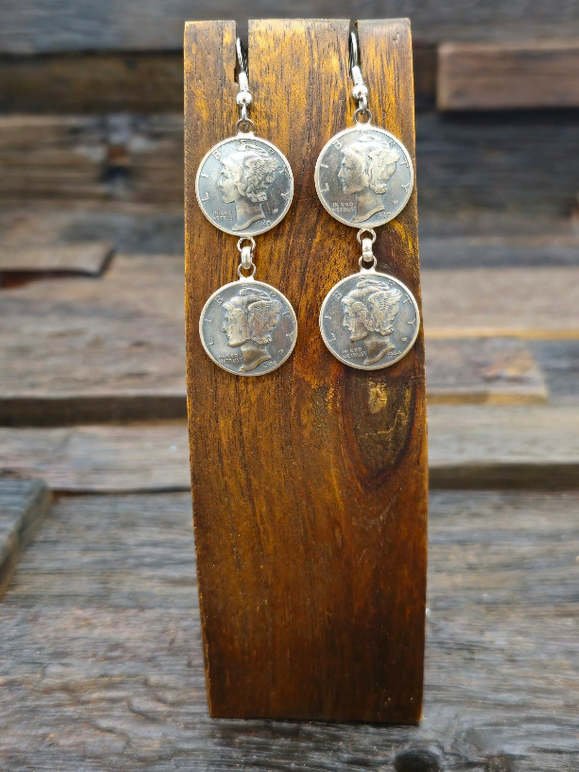 Double Mercury Dime Hook Earrings