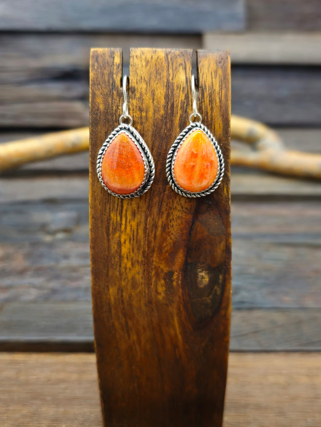 Teardrop Orange Spiny Dangle Earring by Rosella Paxton