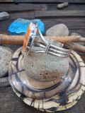 Orange Spiny Round Sterling Silver Bracelet 6in Cuff