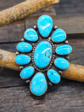 Blue Turquoise Cluster Ring by Travis Jim - Size 9 1/2