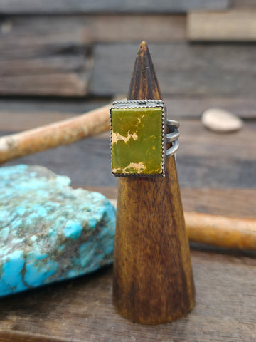 Sterling Silver Royston Turquoise Rectangle Ring by Henry Morgan - Size 8