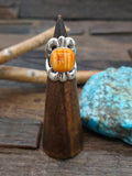 Cast Sterling Silver Spiny Oyster Ring by Kevin Yazzie - Size 7.5