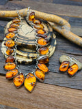 Amber Necklace and Earring Set - 20 in.