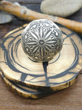 Stamped Sterling Silver Dome Adjustable Ring by Leander Tahe
