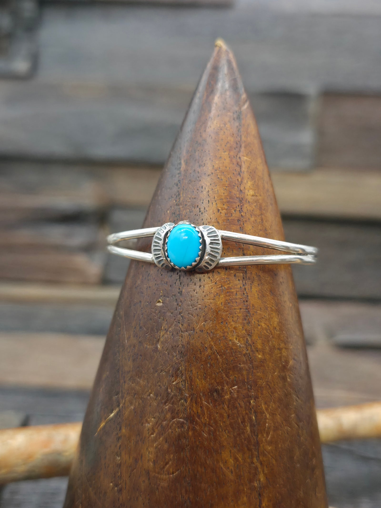 Turquoise and Sterling Silver Baby Bracelet by Spencer - 4 1/2 in.