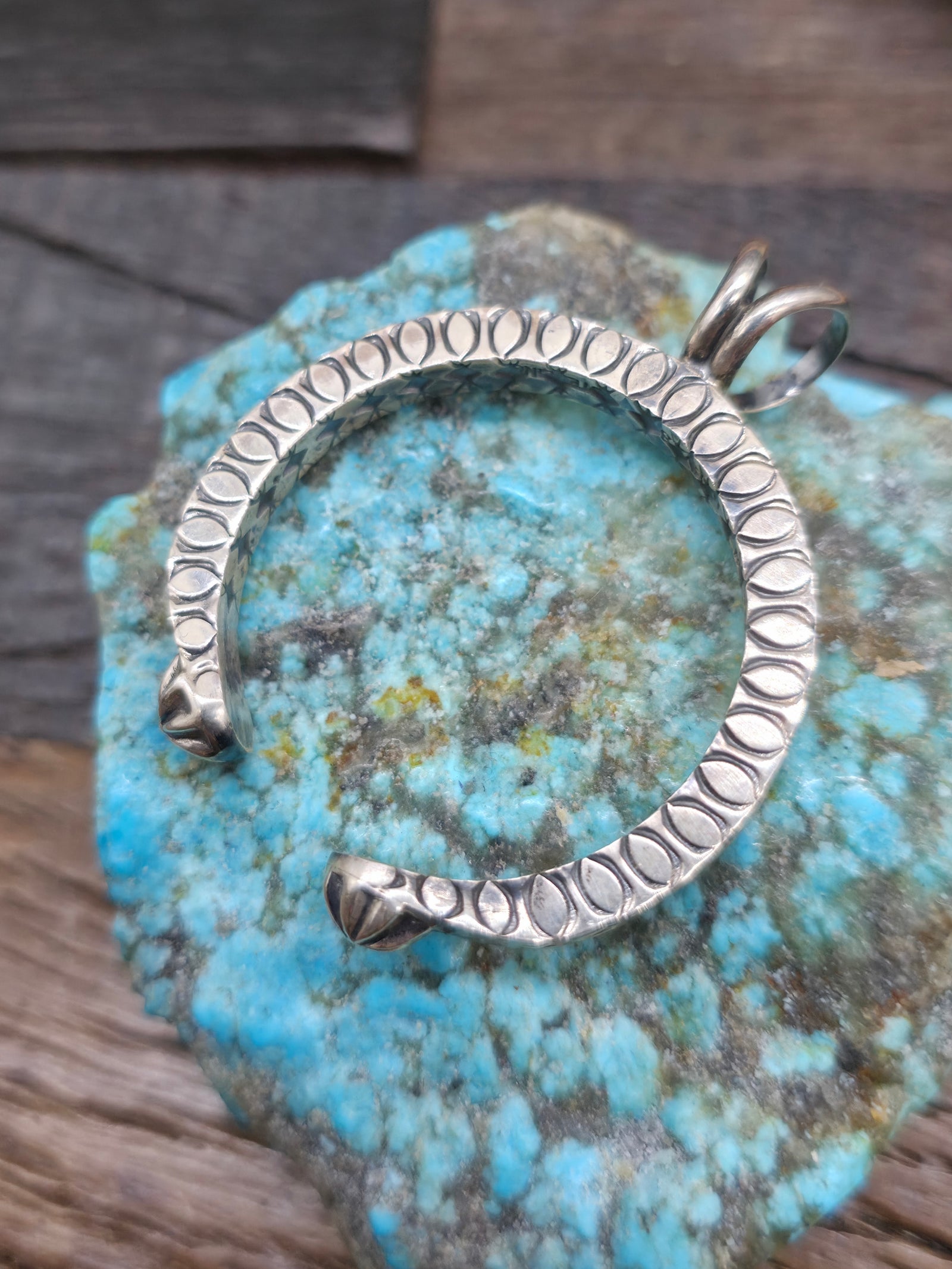 Stamped Sterling Silver Crossed Arrows and Ovals Naja Pendant by Sunshine Reeves - 2 in. by 1 3/4 in.