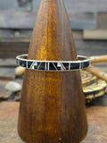 Onyx and Mother of Pearl Inlay Sterling Silver Cuff - 6 3/4 in.