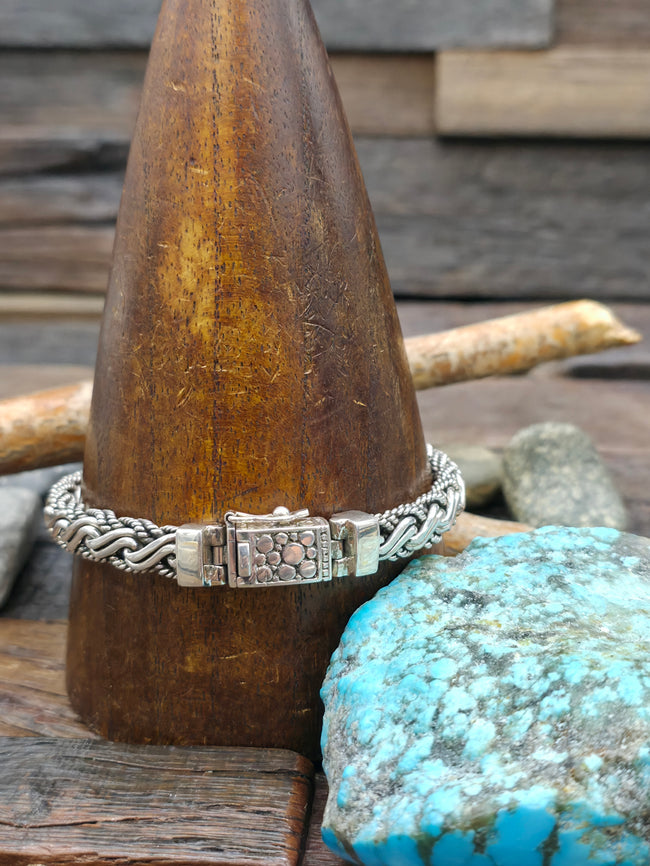 Italian-Made Sterling Silver Twisted Braid Chain Bracelet - 8 1/2 in.