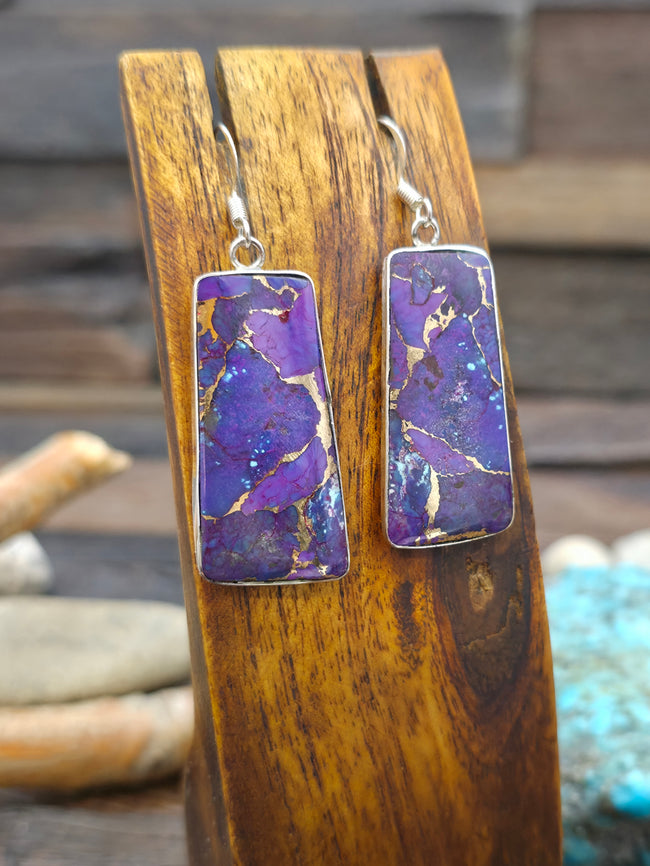 Purple Mojave Slab Earrings by Veronica Tortalita