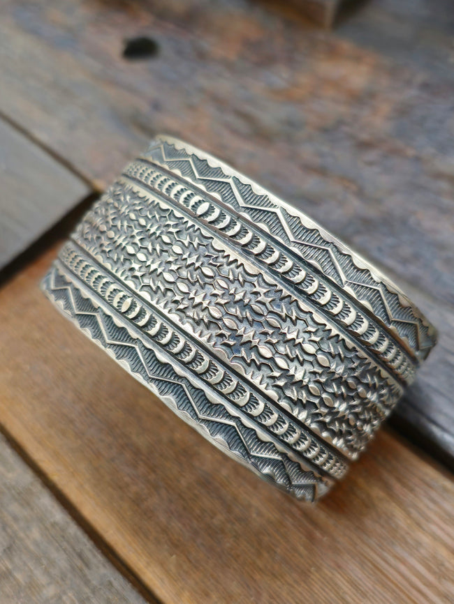 Stamped Sterling Silver Cuff by Sunshine Reeves - 7 in.